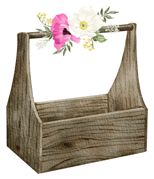 Spring floral watercolor with vintage bucket png