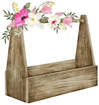 Spring floral watercolor with vintage bucket png