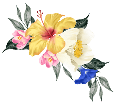 Spring floral bouquet watercolor blue and yellow flower blooming png