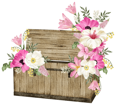 Spring floral watercolor with vintage bucket png
