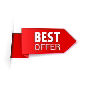 Best offer banner template. Sticker or discount label icon, promotion poster. vector icon design.