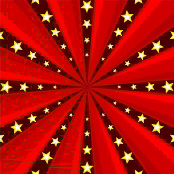 Red burst background with stars vector