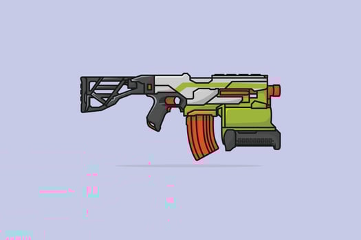 Space Blasters Laser Gun vector illustration. Sports object icon concept. Space laser guns future alien weapons vector design with shadow on purple background.