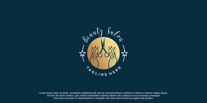 Beauty salon logo with creative concept and unique element design icon premium vector