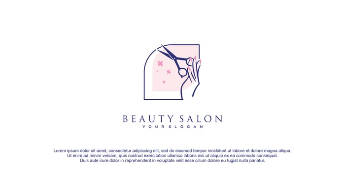 Beauty salon logo with creative concept and unique element design icon premium vector