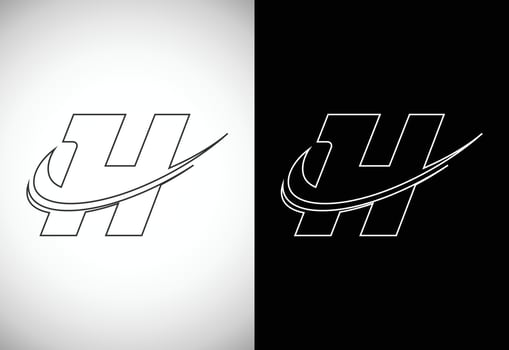 Initial letter H with a swoosh line art-style logo. Modern vector logotype for business and company identity.