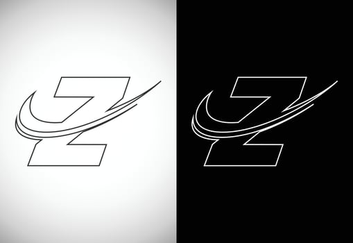 Initial letter Z with a swoosh line art-style logo. Modern vector logotype for business and company identity.