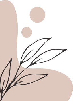 Abstract aesthetic shape corner border with hand drawn leaf modern minimalist floral frame png