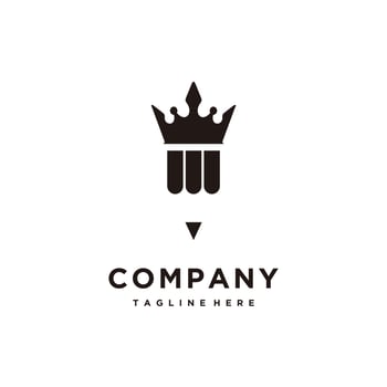 Royal pencil with crown silhouette logo design icon vector illustration