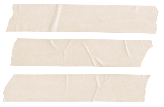 Three Brown Blank painter tape stickers isolated png