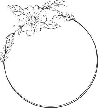 Minimalist floral frame with hand drawn leaf and shape simple floral border png