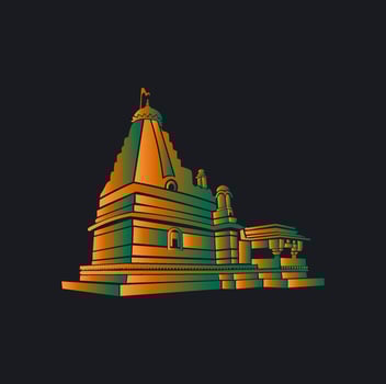 Grishneshwar  temple lord Shiva temple icon. Grishneshwar mandir symbol. vector