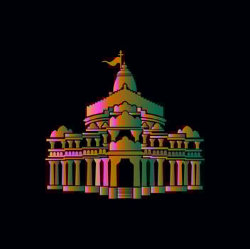 Somnath temple lord Shiva temple icon. Somnath mandir symbol. vector