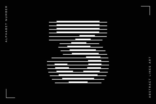 Number three logo lines abstract modern art vector