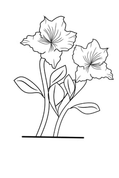 Azalea flower outline on white background. vector illustration.