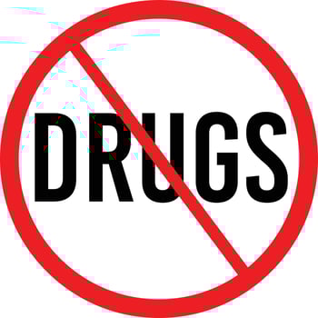 No Use of Drugs is Allowed. Restriction Icon vector