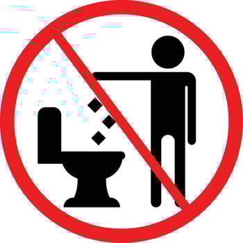 Do not Throw Trash, Rubbish, Plastic or Paper Towels in the Toilet  Sign. Restriction Icon vector
