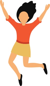 The girl rejoices and jumps. Dancing woman. vector