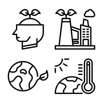 Ecology icons set. think green, eco factory, earth, global warming. Perfect for website mobile app, app icons, presentation, illustration and any other projects vector