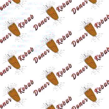 Shawarma Kebab logo pattern fast food. Seamless pattern. vector