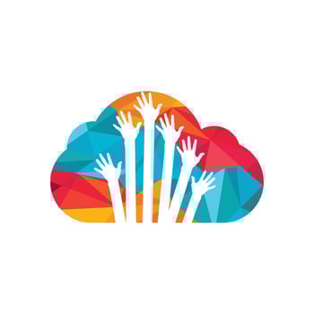 Hands help care logo and symbol vector.  Symbol of Charity. Orphans kid help campaign. vector