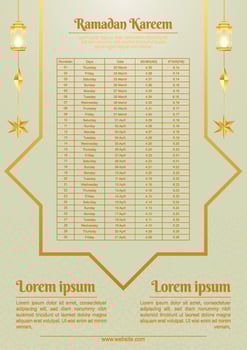 Ramadan iftar and sehri Bangladesh time calendar template 2023 vector