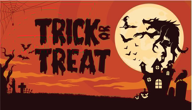 Night in Graveyard Halloween Banner Background vector