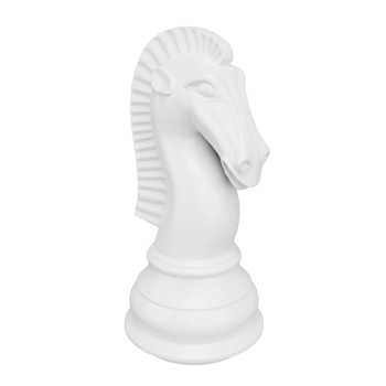 3D rendering white knight isolated on transparent background. object clipping path on PNG file