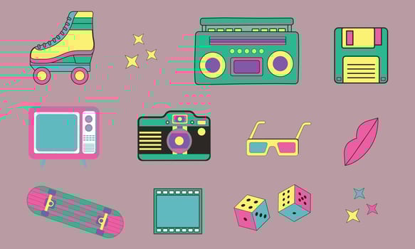 Flat Nostalgic 90's Element Collection vector