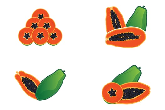 Papaya Logo Design, Vitamin Fruit Vector, Fruit Product Brand Illustration Icon vector