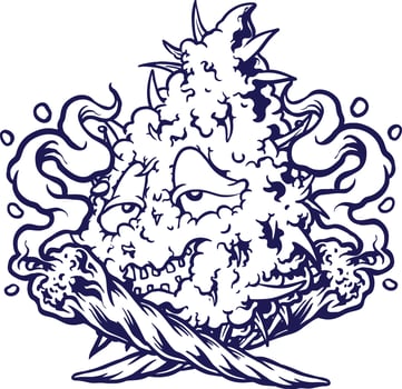 Cute marijuana leaf plant with smoke weed silhouette vector illustrations for your work logo, merchandise t-shirt, stickers and label designs, poster, greeting cards advertising business company