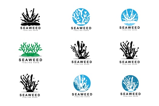 Seaweed Logo Design, Underwater Plant Illustration, Cosmetics And Food Ingredients vector