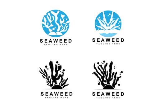 Seaweed Logo Design, Underwater Plant Illustration, Cosmetics And Food Ingredients vector