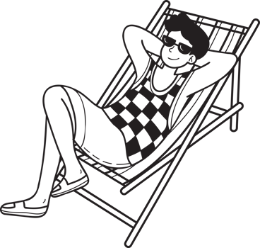 Hand Drawn Male tourists sunbathing on sunbeds illustration in doodle style png