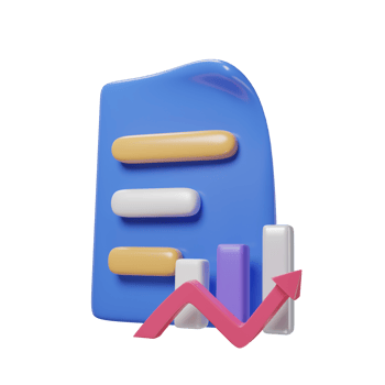 Document and graph up trend for business with minimal style 3d rendering. png