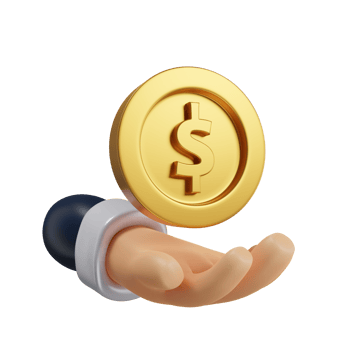 hand holding a gold coin for business with minimal style 3d rendering. png