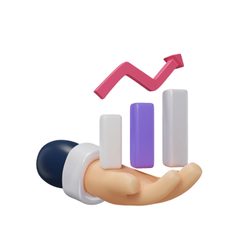business graph in hand for business with minimal style 3d rendering. png