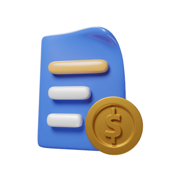 document with coin for business with minimal style 3d rendering. png