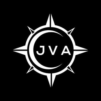 JVA abstract technology circle setting logo design on black background. JVA creative initials letter logo. vector