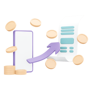 3d rendering of coins and phone concept of financial money payment online. 3d illustration cartoon style. png