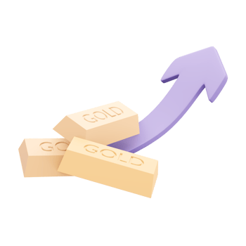 3d rendering of gold bar and arrow up concept of financial investment. 3d illustration cartoon style. png