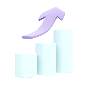 3d rendering of graph and arrow up. 3d illustration cartoon style. png