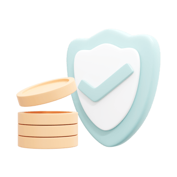 3d rendering of stack of coin and safe icon concept of money insurance. 3d illustration cartoon style. png