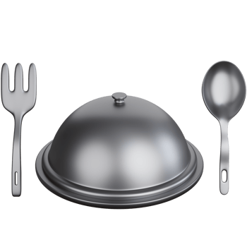 3D Rendering Food Serving with cutlery Isolated png