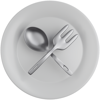 3D Rendering Plate with cutlery Isolated png