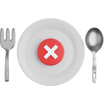 3D Rendering Plate with cutlery and cross symbol Isolated png