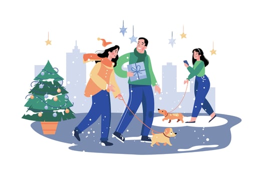 People Go Hang Out On Christmas Night vector