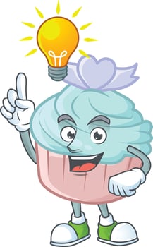 Vanilla blue love cupcake cartoon character style vector