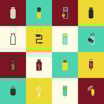 USB flash drive flat vector
