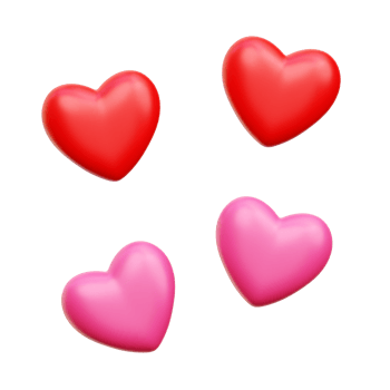 3d Hearts, Valentine 3d Illustration png